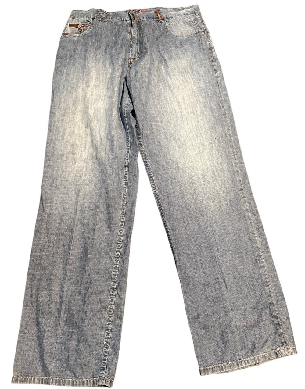 LRG Vintage Wide Leg Jeans, Light Wash Y2K Skater Streetwear, Men's Size 38